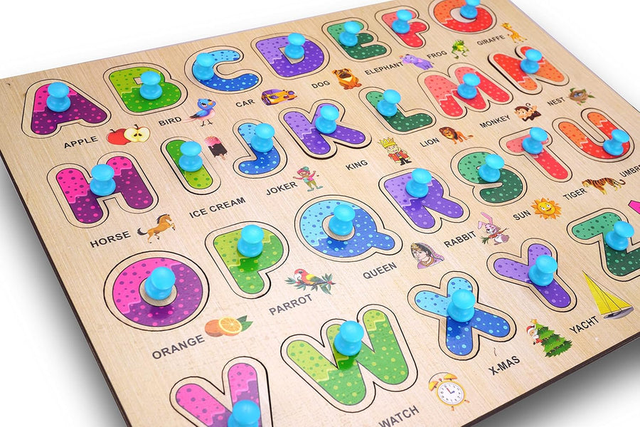 Wooden Learning Educational Board for Kids, Puzzle Toys for 2 Years Old Boys & Girls (Alphabets and Numbers ) Pack of 2
