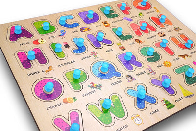 Wooden Learning Educational Board for Kids, Puzzle Toys for 2 Years Old Boys & Girls (Alphabets and Numbers ) Pack of 2