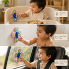 KyndCubs Suction Spinner attached to bathtub wall — waterproof baby bath toy