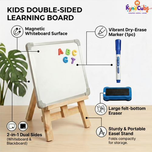 2-in-1 Kids Learning Board — Whiteboard & Magnetic Board for Ages 3–8 | KyndCubs
