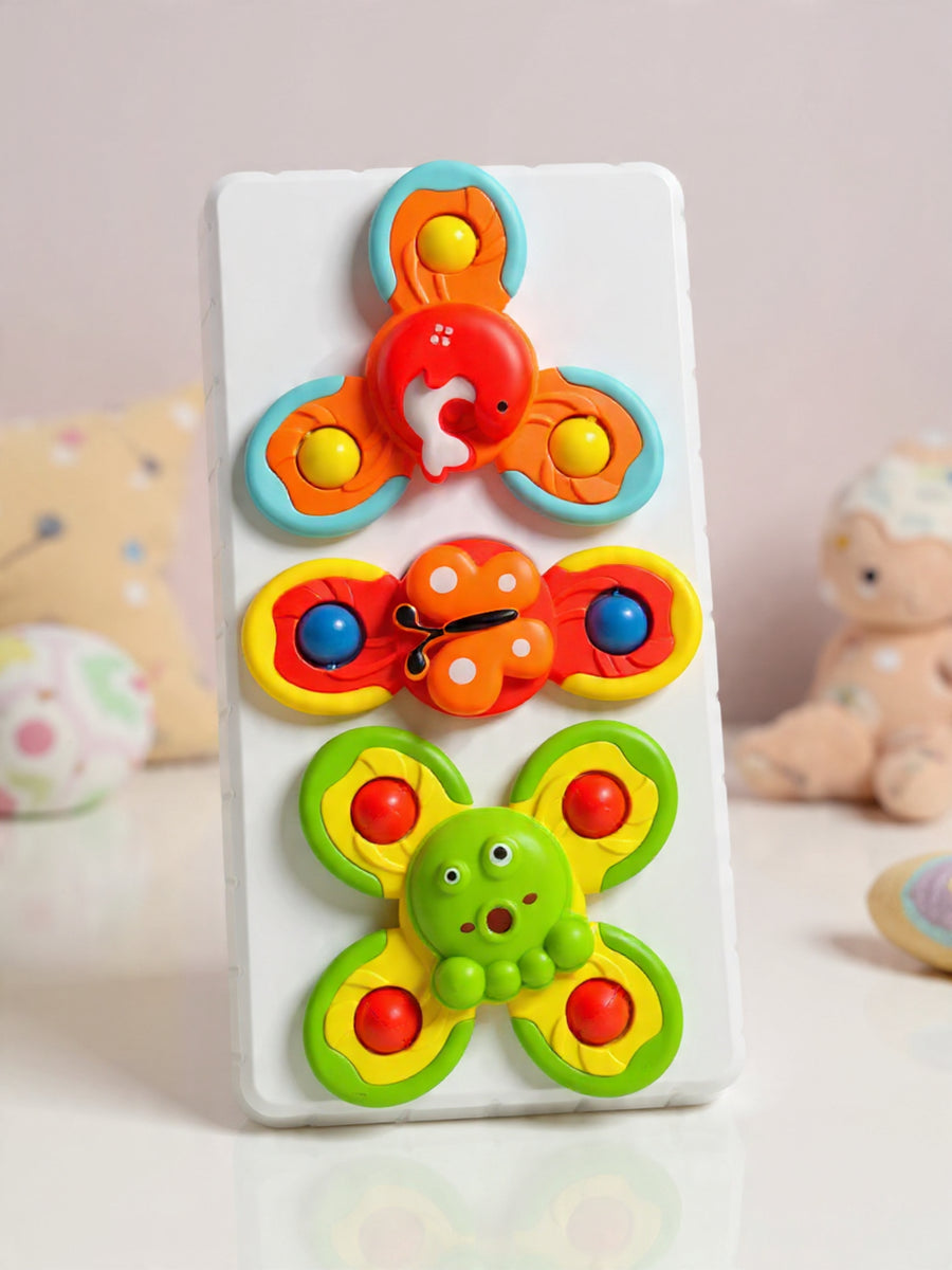 Suction Spinners (Set of 3 ) · Sticks to any surface · Safe for 6M+ Keep Baby Happy Anywhere — No Screen, No Battery Needed